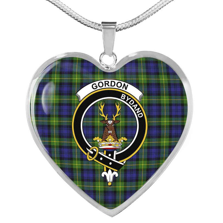 Scottish Gordon Clan Crest Tartan Necklace Heart Tartan Plaid 1