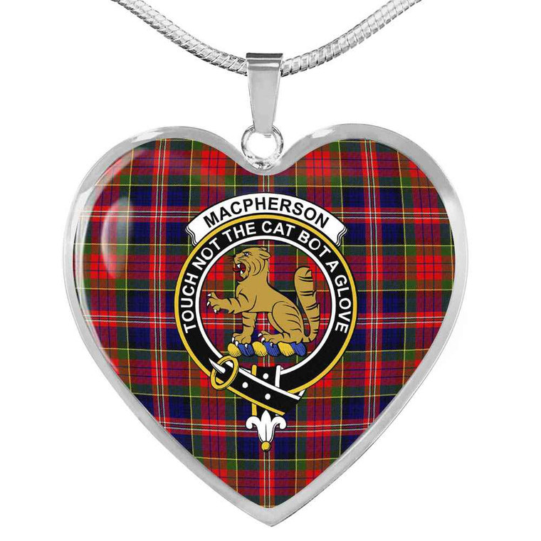 Scottish MacPherson Clan Crest Tartan Necklace Heart Tartan Plaid 1