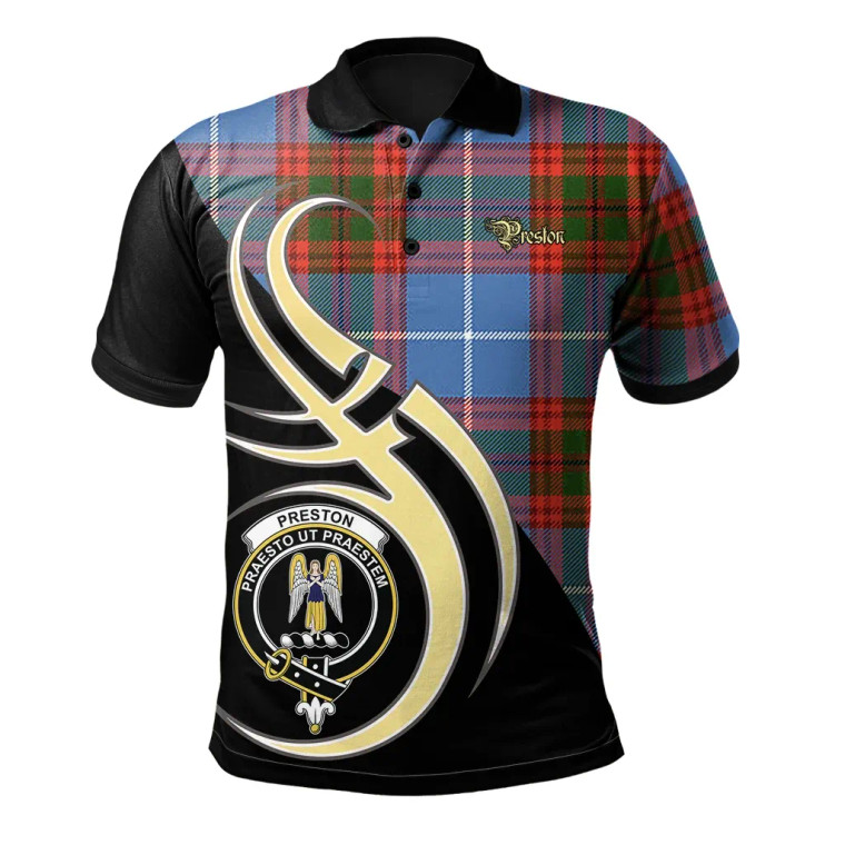 Scottish Preston Clan Crest Tartan Polo Shirt Believe in Me