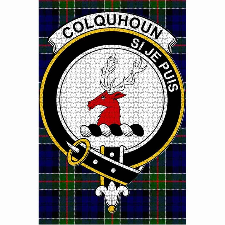 Scottish Colquhoun Clan Crest Tartan Jigsaw Puzzle 1