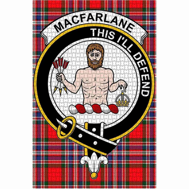 Scottish MacFarlane Clan Crest Tartan Jigsaw Puzzle 1