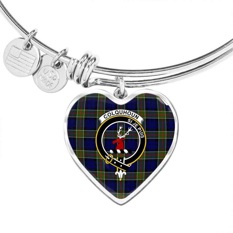 Scottish Colquhoun Clan Crest Tartan Bangle Heart Tartan Plaid 1