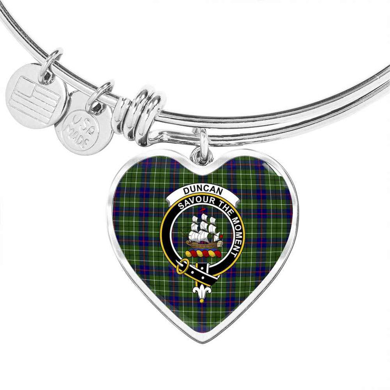 Scottish Duncan Clan Crest Tartan Bangle Heart Tartan Plaid 1