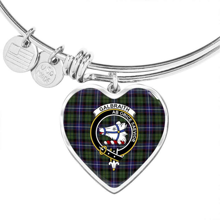Scottish Galbraith Clan Crest Tartan Bangle Heart Tartan Plaid 1