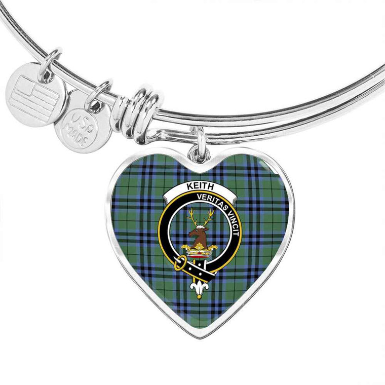 Scottish Keith Clan Crest Tartan Bangle Heart Tartan Plaid 1