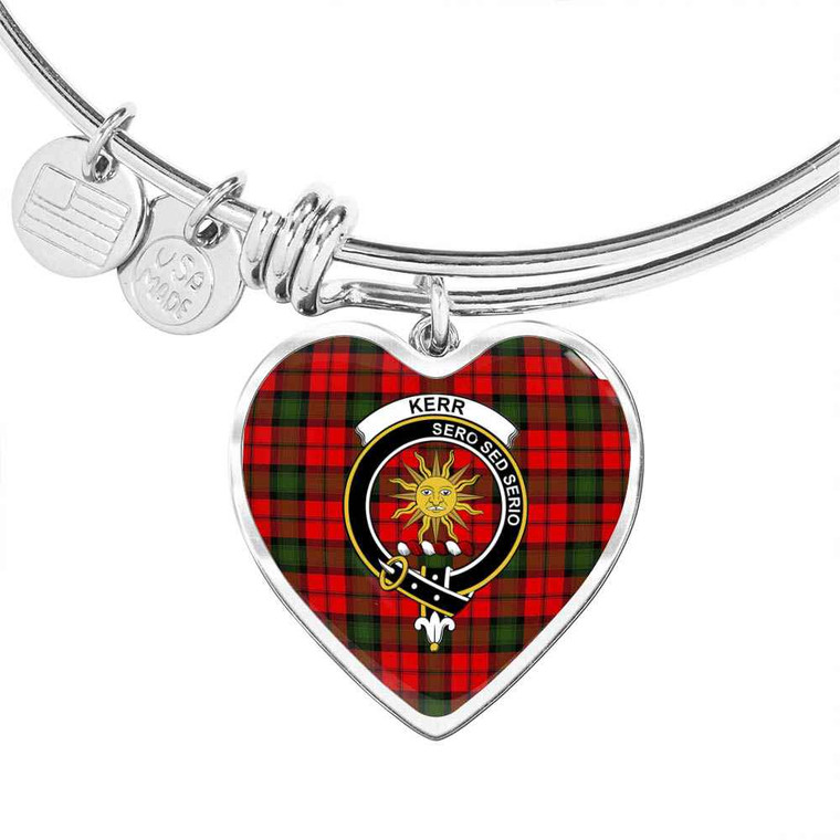 Scottish Kerr Clan Crest Tartan Bangle Heart Tartan Plaid 1