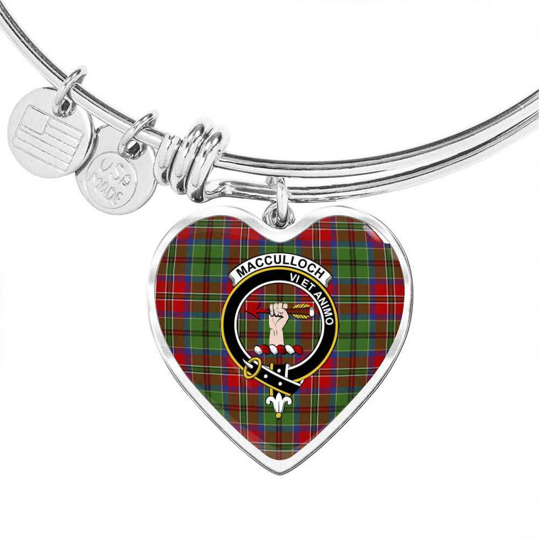 Scottish MacCulloch (McCulloch) Clan Crest Tartan Bangle Heart Tartan Plaid 1