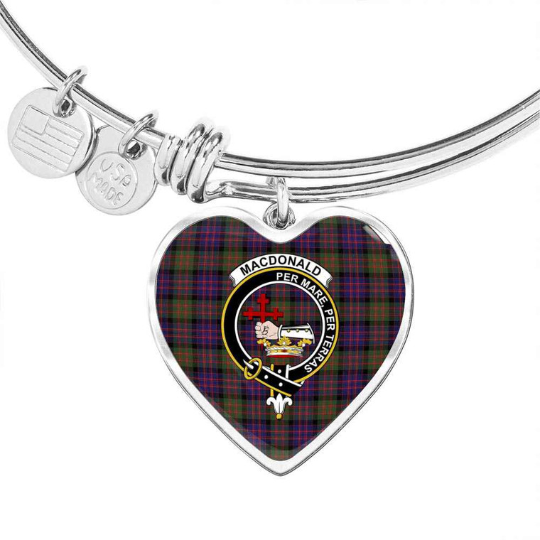 Scottish MacDonald (Clan Donald) Clan Crest Tartan Bangle Heart Tartan Plaid 1