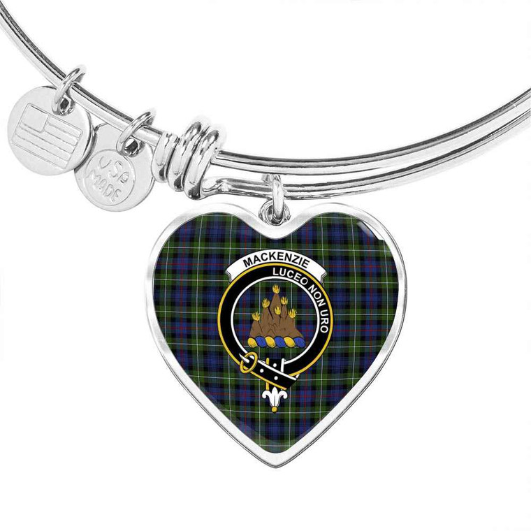Scottish MacKenzie Clan Crest Tartan Bangle Heart Tartan Plaid 1