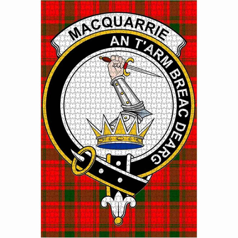 Scottish MacQuarrie Clan Crest Tartan Jigsaw Puzzle 1