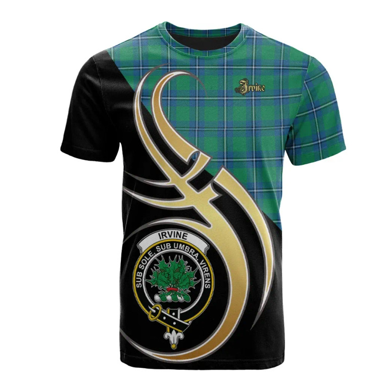 Scottish Irvine Ancient Clan Crest Tartan T-Shirt Believe in Me