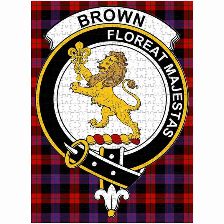 Scottish Brown Clan Crest Tartan Jigsaw Puzzle 1