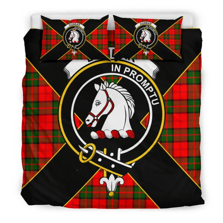 Scottish Dunbar Clan Crest Tartan Bedding Set Luxury Style