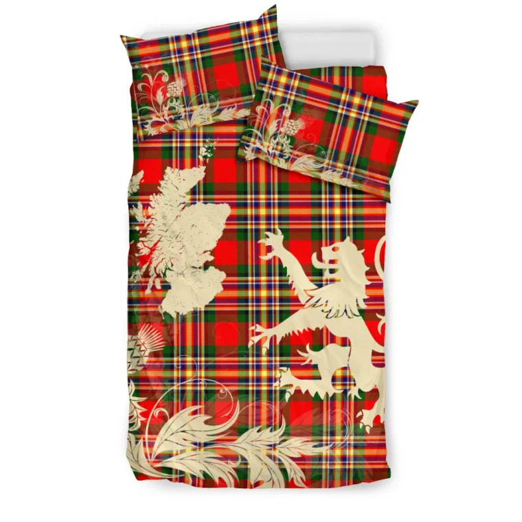 Scottish MacGill Modern Clan Tartan Bedding Set Rampant Lion with Thistle