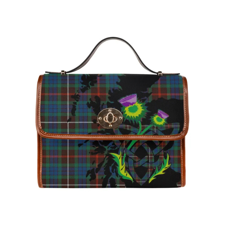 Scottish Fraser Hunting Ancient Clan Tartan Waterproof Canvas Bag With Thistle Tartan Plaid 1