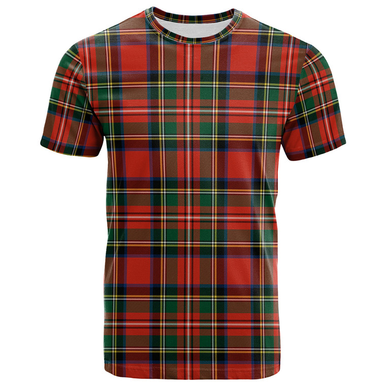 Scottish Stewart Royal Modern Clan Tartan T-Shirt Tartan Plaid Front Sid