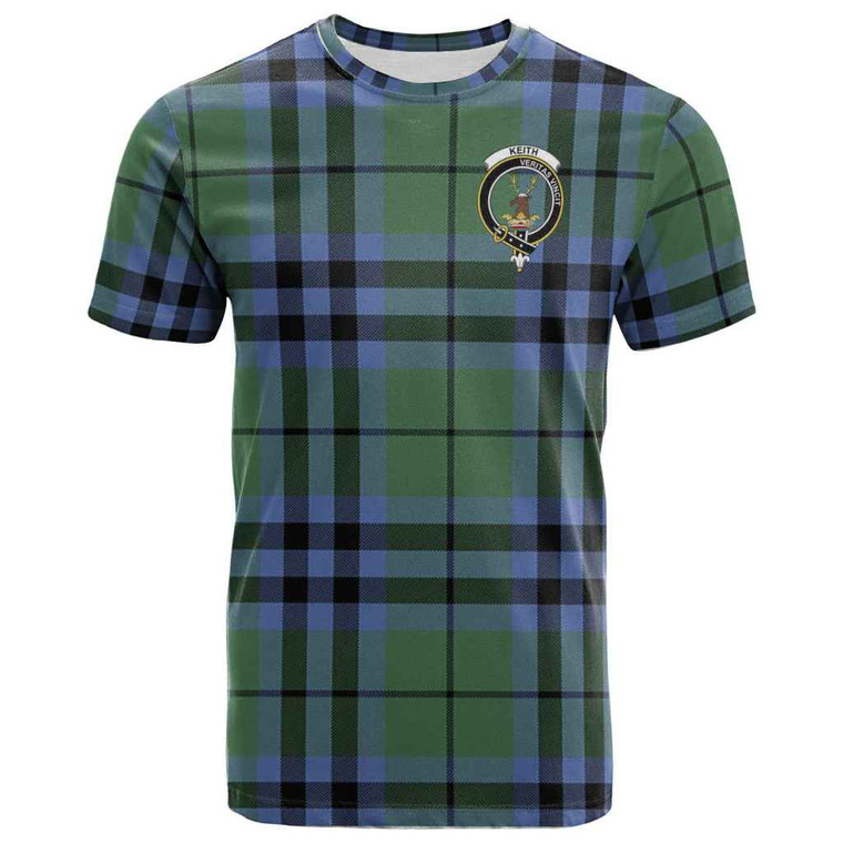 Scottish Keith Clan Crest Tartan T-Shirt Front Side Tartan Plaid