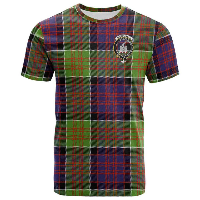 Scottish MacDonald (Clan Ranald) Clan Crest Tartan T-Shirt Front Side Tartan Plaid
