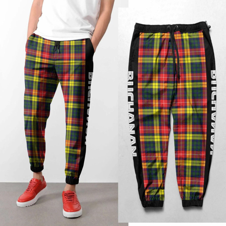 Scottish Buchanan Clan Tartan Sweatpant with Side Stripe