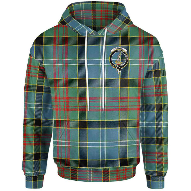 Scottish Caldwell Clan Crest Tartan Hoodie Front Side Tartan Plaid