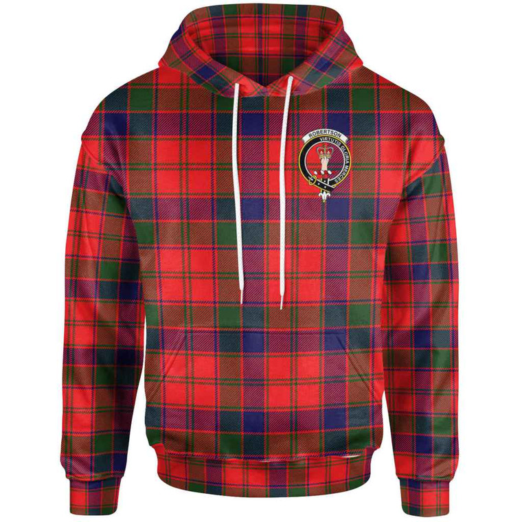 Scottish Robertson Clan Crest Tartan Hoodie Front Side Tartan Plaid