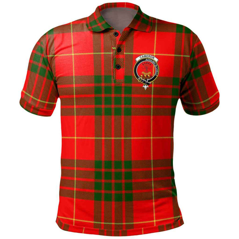 Scottish Cameron Clan Crest Tartan Polo Shirt Front Side Tartan Plaid