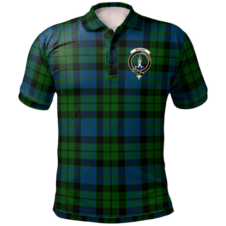 Scottish MacKay Clan Crest Tartan Polo Shirt Front Side Tartan Plaid