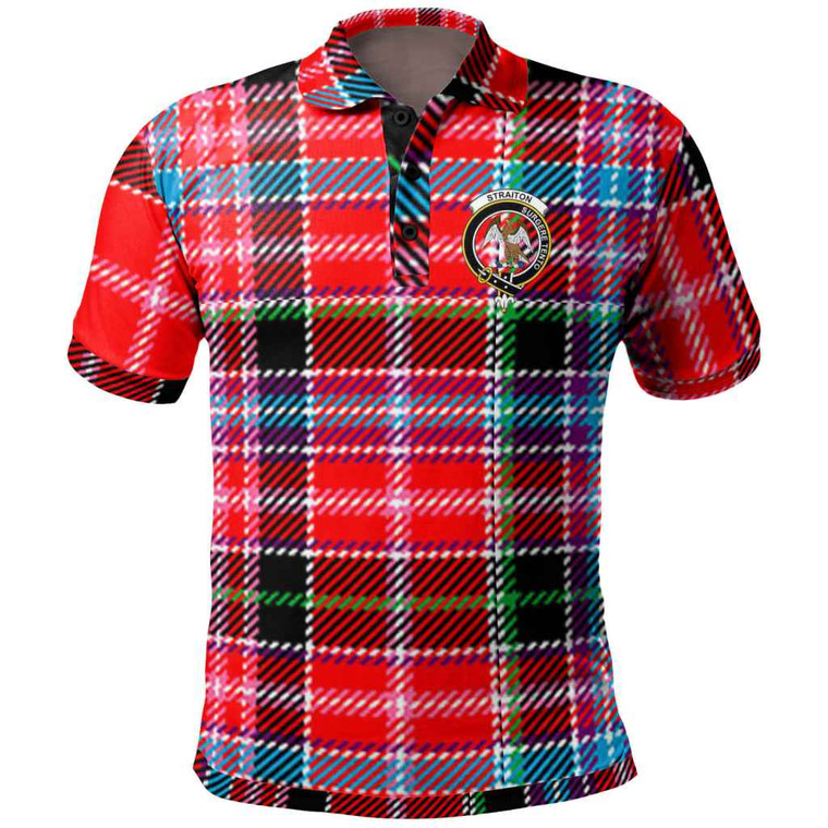 Scottish Straiton Clan Crest Tartan Polo Shirt Front Side Tartan Plaid