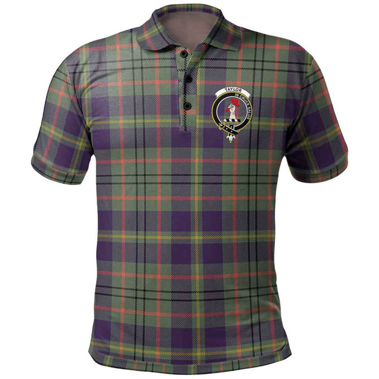 Scottish Taylor Clan Crest Tartan Polo Shirt Front Side Tartan Plaid