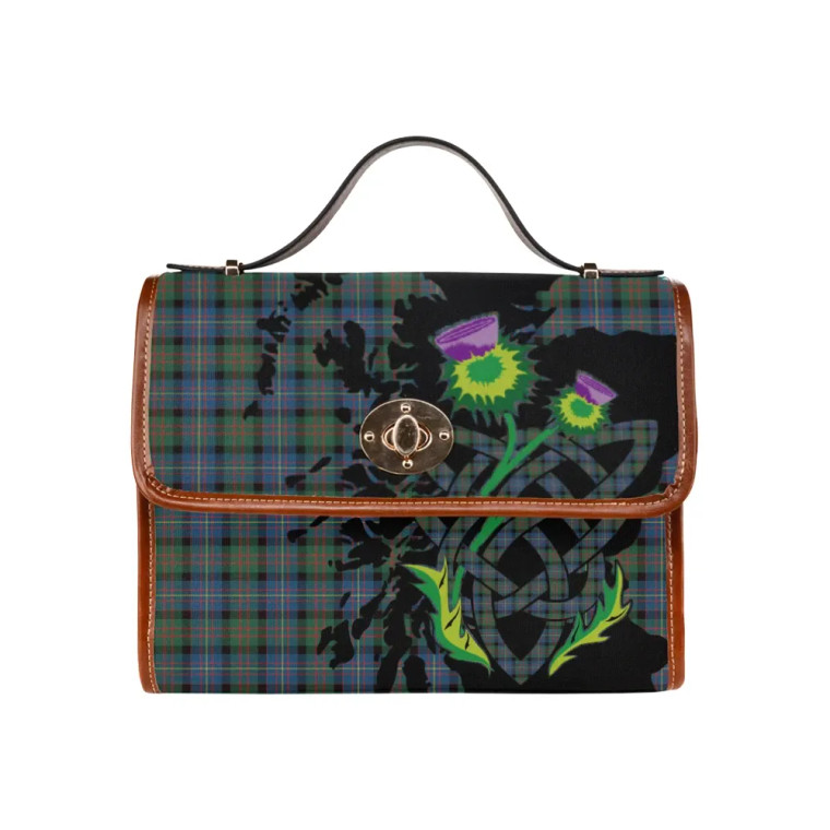 Scottish Cameron of Erracht Ancient Clan Tartan Waterproof Canvas Bag With Thistle Tartan Plaid 1