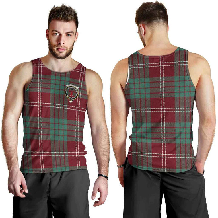 Scottish Crawford Clan Crest Tartan Men Tank Top Tartan Plaid 1