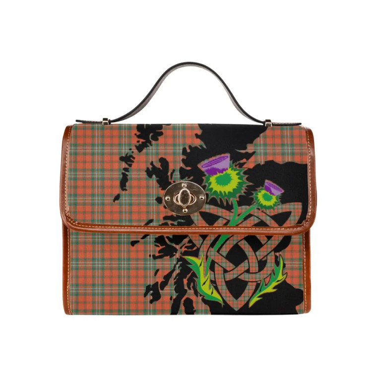 Scottish Scott Ancient Clan Tartan Waterproof Canvas Bag With Thistle Tartan Plaid 1