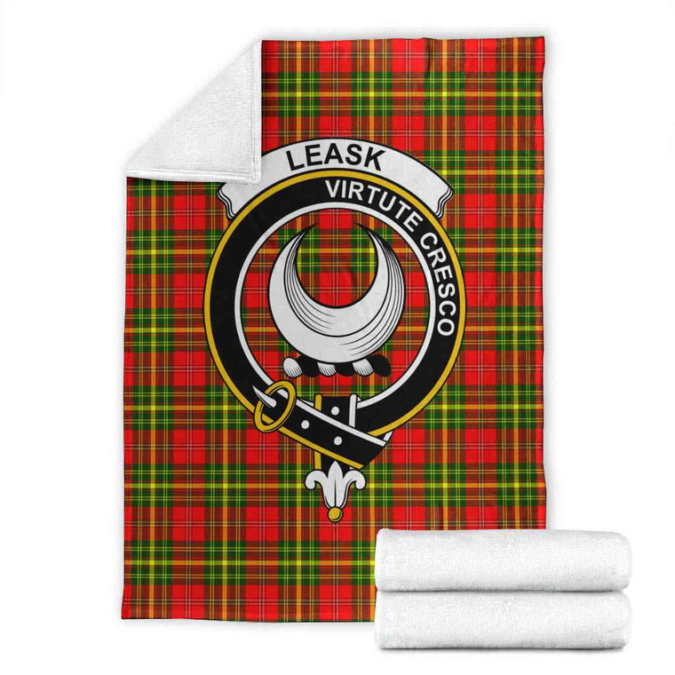 Scottish Leask Clan Crest Tartan Blanket Tartan Plaid 1