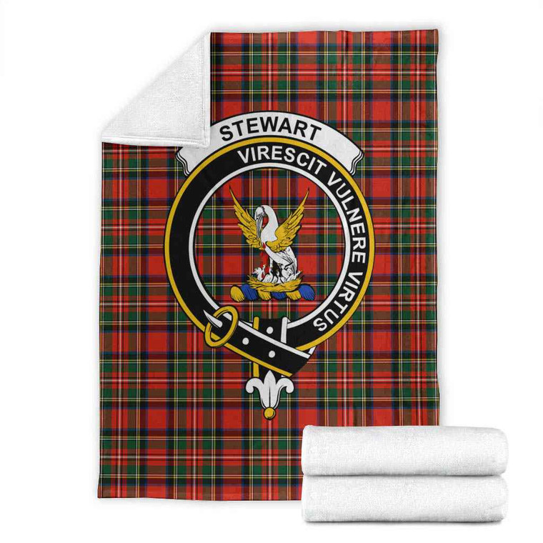 Scottish Stewart (High Stewards) Clan Crest Tartan Blanket Tartan Plaid 1