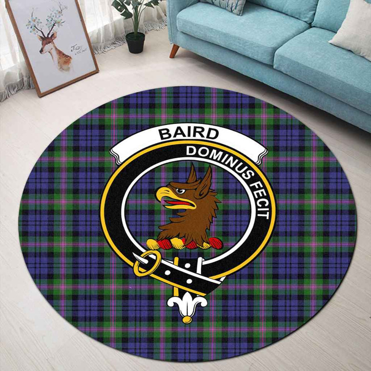 Scottish Baird Clan Crest Tartan Round Rug Tartan Plaid 1