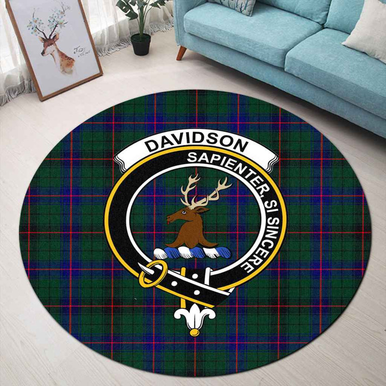 Scottish Davidson Clan Crest Tartan Round Rug Tartan Plaid 1