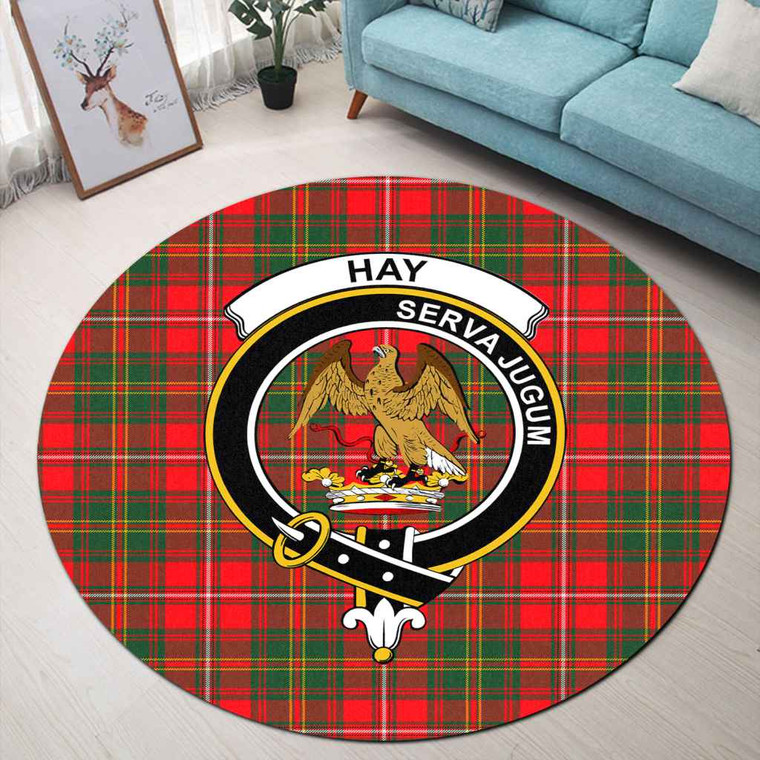 Scottish Hay Clan Crest Tartan Round Rug Tartan Plaid 1
