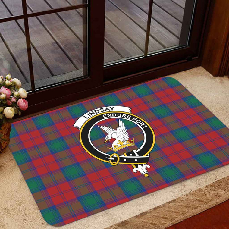 Scottish Lindsay Clan Crest Tartan Door Mat Tartan Plaid 1