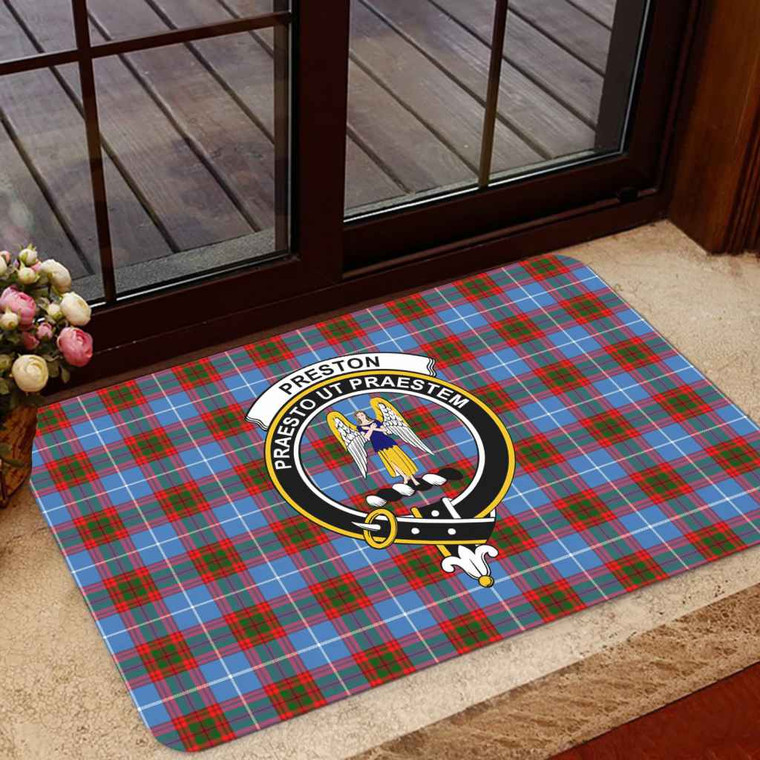 Scottish Preston Clan Crest Tartan Door Mat Tartan Plaid 1
