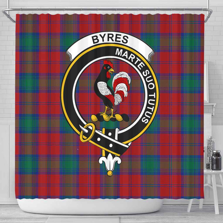 Scottish Byres Clan Crest Tartan Shower Curtain Tartan Plaid 1