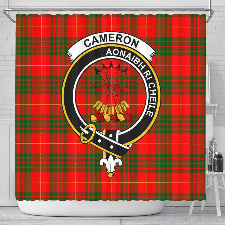 Scottish Cameron Clan Crest Tartan Shower Curtain Tartan Plaid 1