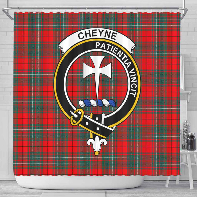 Scottish Cheyne Clan Crest Tartan Shower Curtain Tartan Plaid 1