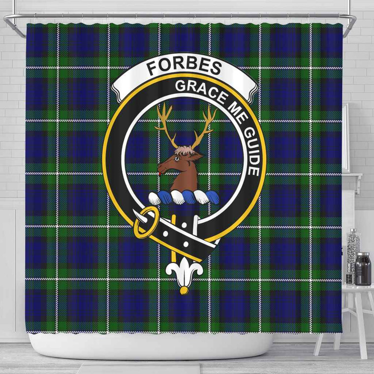 Scottish Forbes Clan Crest Tartan Shower Curtain Tartan Plaid 1