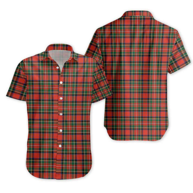 Scottish Stewart Royal Modern Clan Tartan Short Sleeve Shirt Tartan Plaid