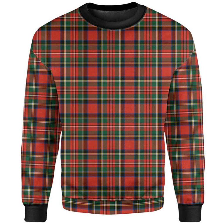 Scottish Stewart Royal Modern Clan Tartan Sweatshirt Front Side Tartan Plaid