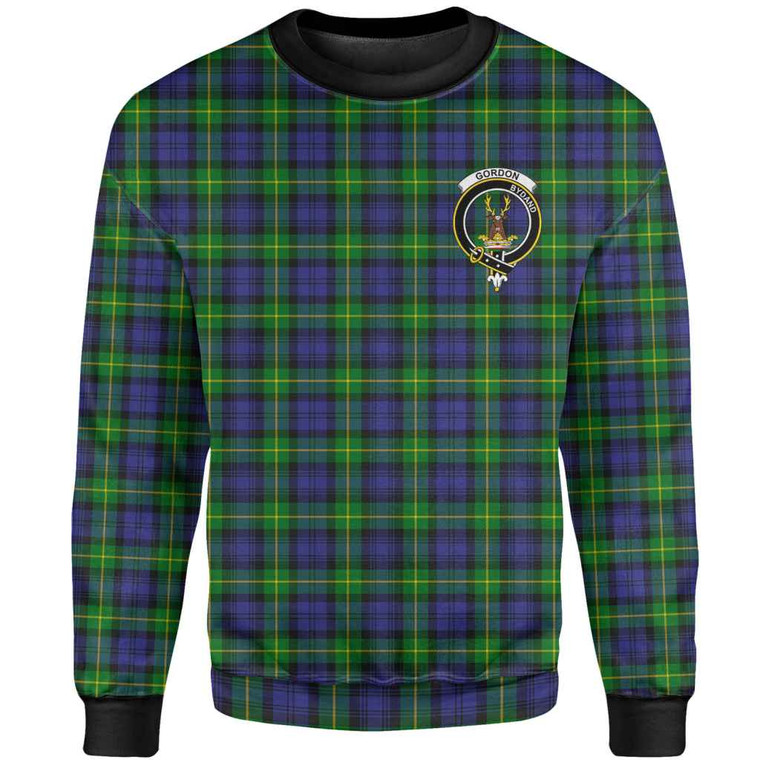 Scottish Gordon Clan Crest Tartan Sweatshirt Front Side Tartan Plaid