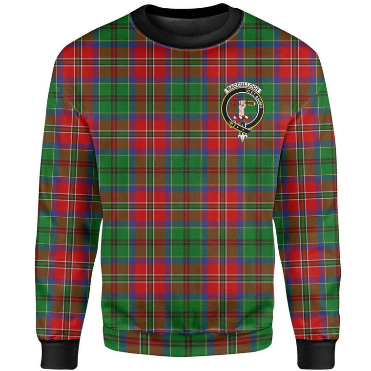 Scottish MacCulloch (McCulloch) Clan Crest Tartan Sweatshirt Front Side Tartan Plaid