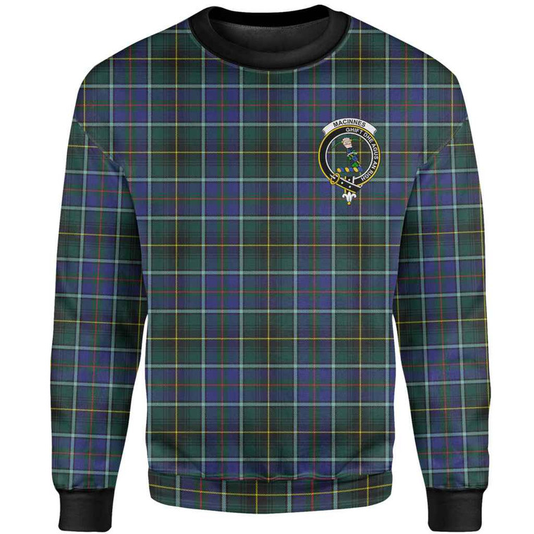 Scottish MacInnes Clan Crest Tartan Sweatshirt Front Side Tartan Plaid
