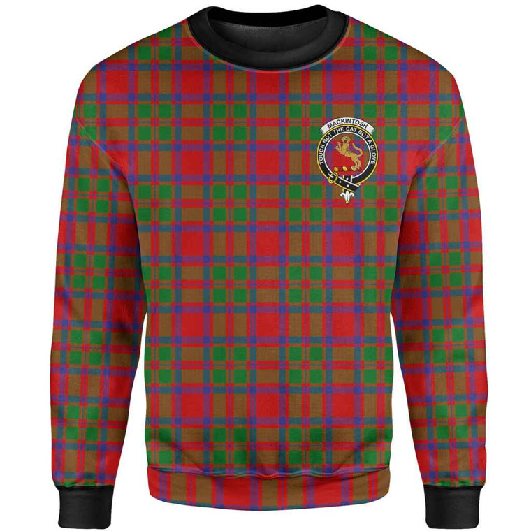 Scottish MacKintosh Clan Crest Tartan Sweatshirt Front Side Tartan Plaid