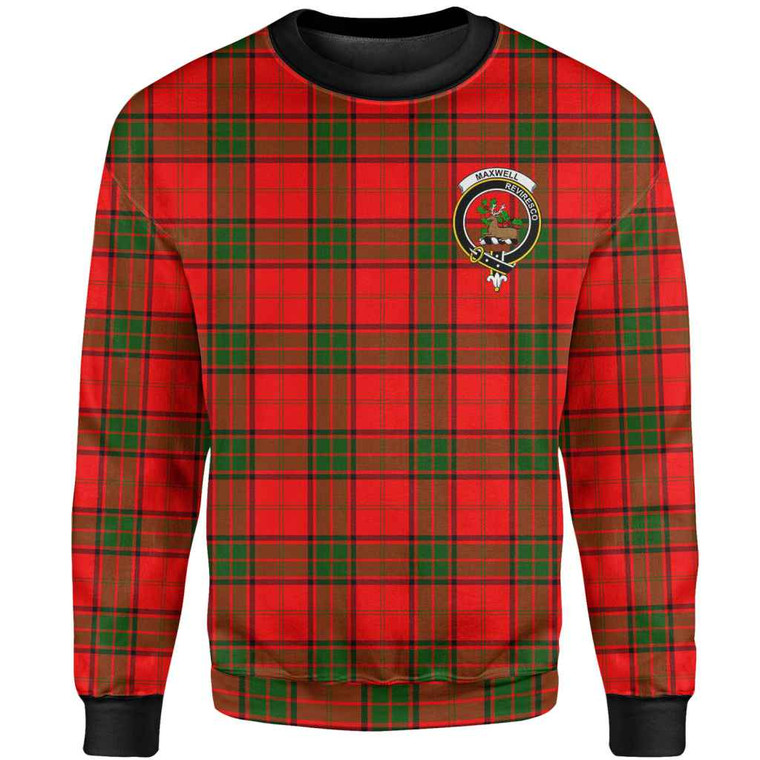 Scottish Maxwell Clan Crest Tartan Sweatshirt Front Side Tartan Plaid